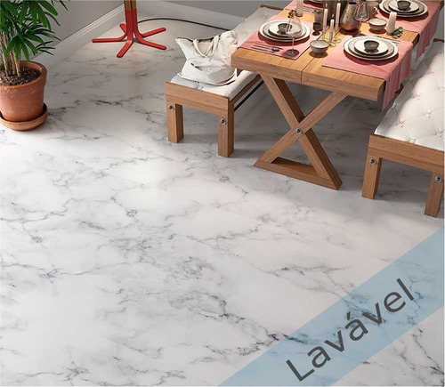 Adesivo Lavável Imita Mármore Branco Carrara 300x95cm