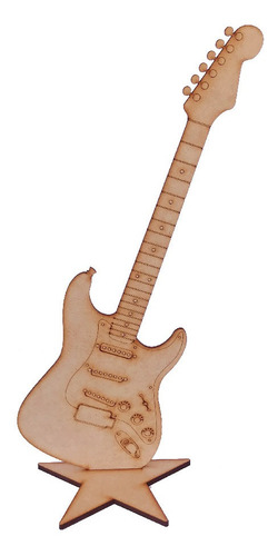 20 Figuras Guitarra Mdf Stratocaster 45 Cm Base Grabada