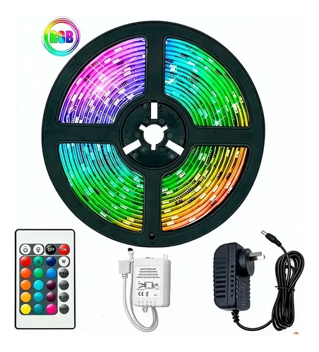 Fita Led Rgb 3528 Rolo 5m Com Fonte 2a E Controle Remoto 127/220v 12v Rgb 127/220v 12v
