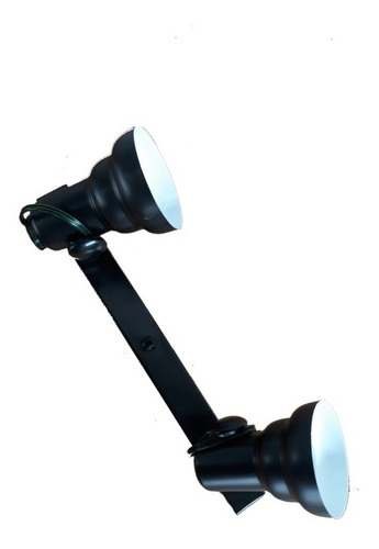 Lampara Aplique Pared Reflector 2 Luces Negra Campana. Ap-24