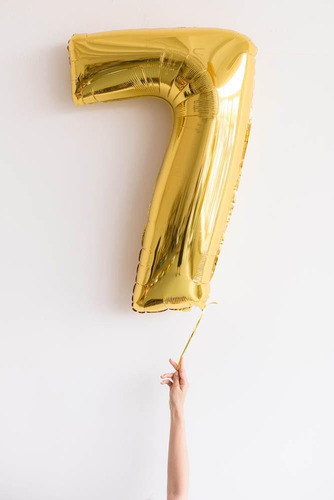 Balão Número Metalizado 40 Cms Dourado - Escolha Seu Número Cor 7 Dourado