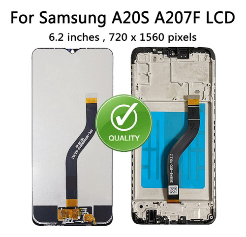 // Tela Lcd Com Moldura Para Samsung A20s Sm-a207f A207m