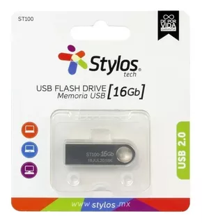 Kit De 50 Memorias Usb Stylos Tech St100 16gb 2.0 Plateada Color Negro