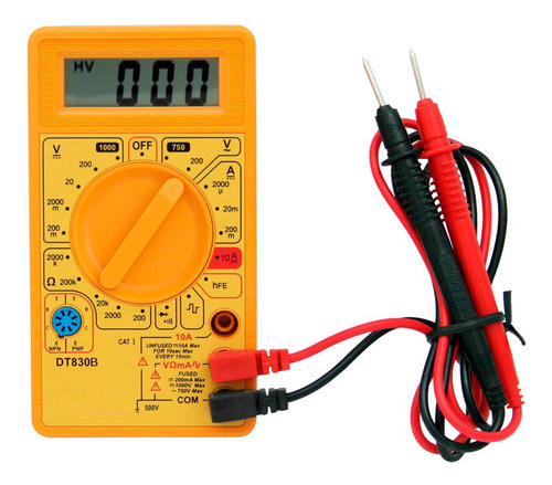 Multimetro Digital Dt 830b Amarelo Volts, Amper E Ohmimetro