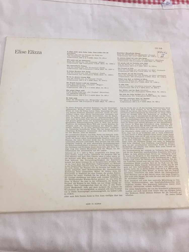 Elise Elizza Court Opera Classics Disco Vinilo Lp (Usado)