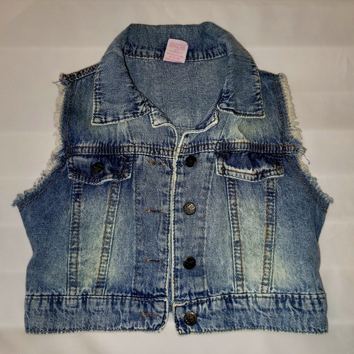 Chaleco De Jeans Muy Canchero Con Apliques Y Desflecado