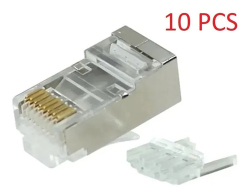 Plug Metalico Modular Rj45 Categoria 5, 6, 6a Ftp X10 Pcs