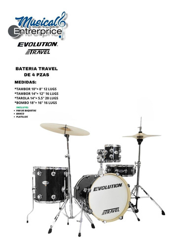 Bateria Viajera Evolution Travel 4 Pza C/accesorios
