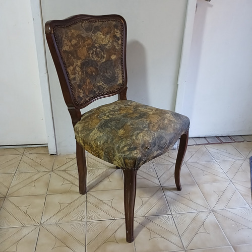 Antiguas Sillas Estilo Luis Xv Frances Juego X 6 A Restaurar Marrón Verde Musgo (Usado)