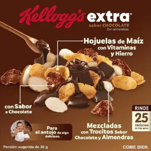 Hojuelas De Maíz Extra Chocolate Con Almendras Kellog's 765g