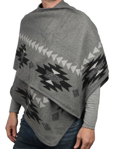 Imagen 1 de 3 de Ruana Poncho Mantón Hombre Étnico 2 Guarda Pampa Grueso