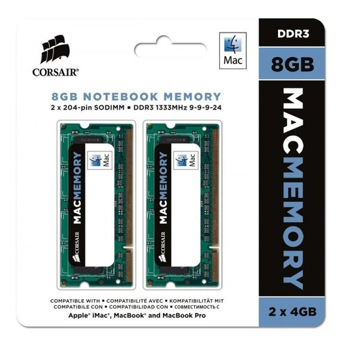 Memória 8gb (2x4gb) 1333mhz Note Corsair Mac Memory