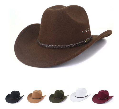Chapéu De Cowboy Da Moda Texana 100% Lã Unissex Elegante