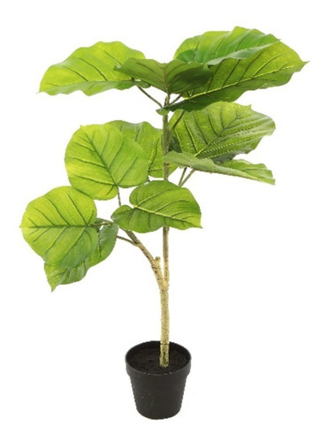 Planta Artificial Hojas Verdes Grandes Con Maceta 98 Cms