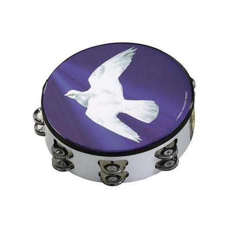 Pandero Remo 8 Pulgadas 2 Hileras De Rines Religious Dove Ta-9208-18 Inmediato + Color Blanco