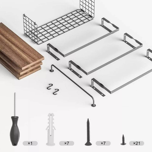 Repisas Flotantes De Madera Modernas X3 Con Reja 100% Pino