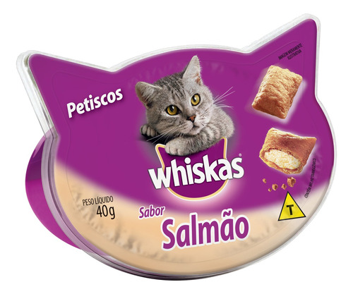 Petisco para Gatos Adultos Salmão Whiskas Pote 40g