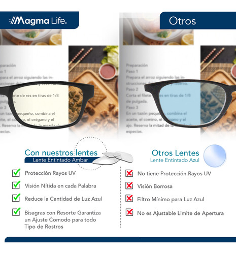 Magma Life Paquete 5 Lentes De Lectura Oftálmicos Con Micas Bluelight Color 3.5