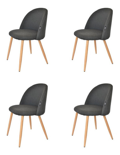 Silla Estilo Nordica Pata Simil Madera Thea X4 