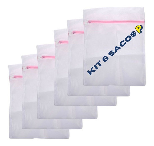 Imagem 1 de 8 de Kit 6 Sacos Protetores Para Lavar Roupa Intima E Delicada P