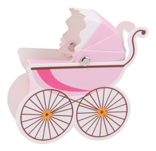 Caja De Regalo Pink Stroller Candy Para Baby Shower, 10 Unid