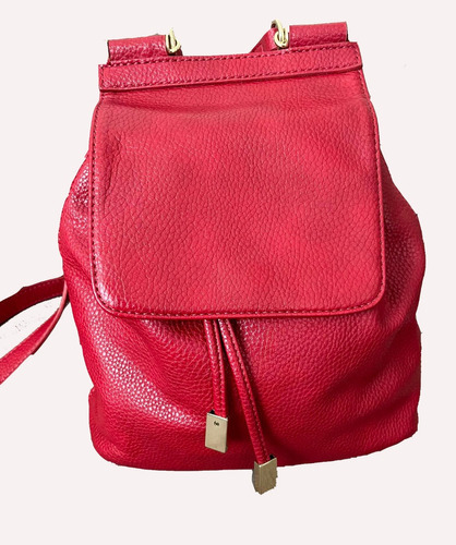 Mochila Cartera Cuero Roja Canchera Cómoda Urbana Faculta 