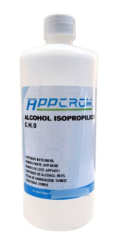 Limpiador Isopropílico 99.5% 500ml. Appcrom