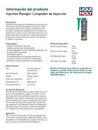 Liqui Moly Aditivo Limpia Inyectores Gasolina - Injection Reiniger 300ml -  Aravena Parts