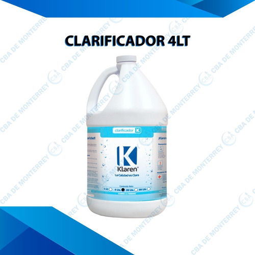 Clarificador Para Piscina Marca Klaren, Envase 4 Lts Galon