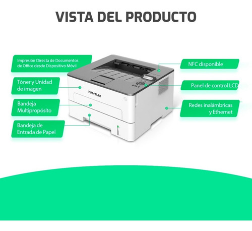 Imagen 5 de 10 de Impresora Pantum Laser Simple Función P3010dw Wifi Usb Nfc