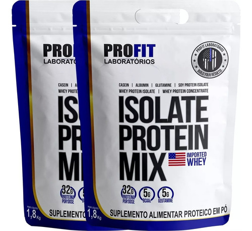 2x Whey Isolate Protein Mix Refil 1,8kg Profit (3,6kg) Sabor Cookies & Cream