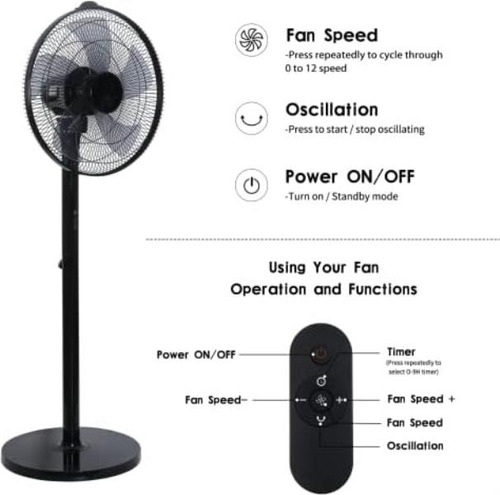 Healsmart 15 Ventilador De Pedestal Ajustable De 12 Niveles