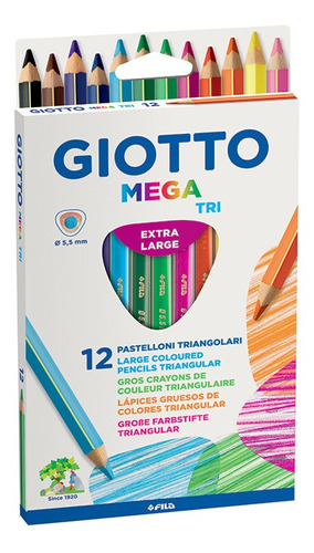 Lapices Mega Triangulares Giotto 12 Colores