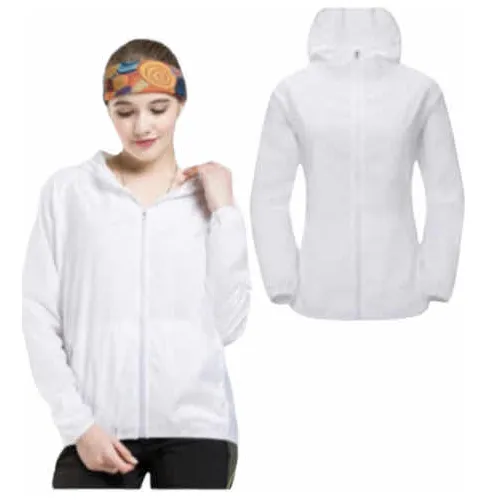 Chaqueta Rompevientos Mujer Impermeable Blanca Deportes Cuotas
