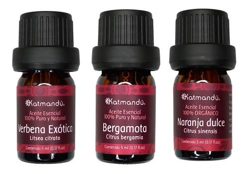 Aromaterapia Katmandú Set 3 Aceites Esenciales Cítricos