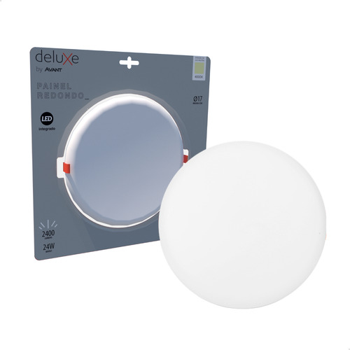 Painel Plafon Led 24w Flat Borda Infinita Emb. 4000k Avant Estrutura Branco 127/220v