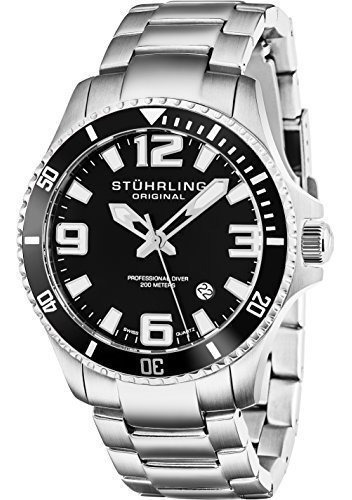 Stuhrling Mens Original Cuarzo Suizo Deporte Acero Inoxidabl