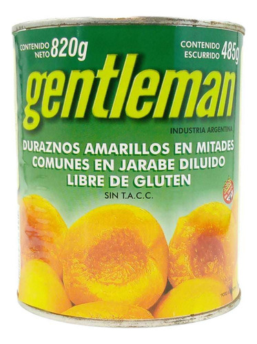 Durazno Gentleman Mitades Sin T.a.c.c 820gr