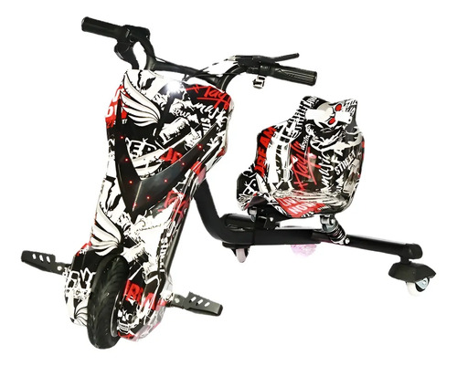 Patinete Elétrico 3 Rodas Triciclo Infantil Drift 350w 65kg Cor Caveira