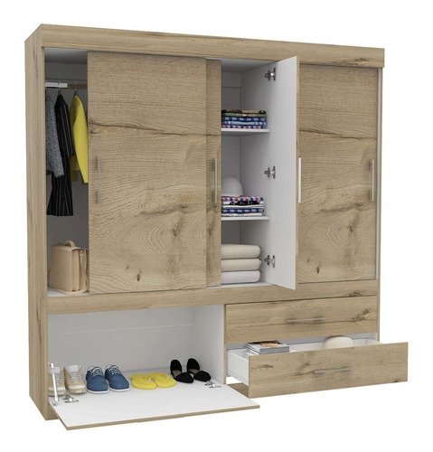 Closet Allegro 4 Puertas / 2 Cajones - Duna /blanco 