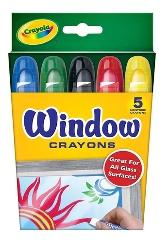 Imagen 1 de 2 de Crayola: Caja X5 Crayolas Lavables Para Vidrio