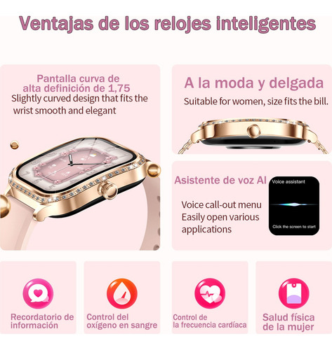 Smart Watch Mujer Bluetooth Llamada Asistente De Voz Ai