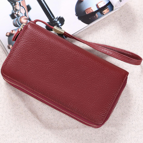 Sendefn Cartera De Cuero Para Mujer Cremallera Con Bloqueo R