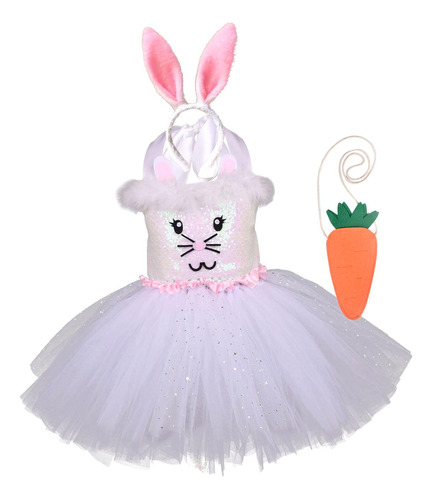 Vestido Tutú De De Pascua Para Niña, Diadema Con Orejas De