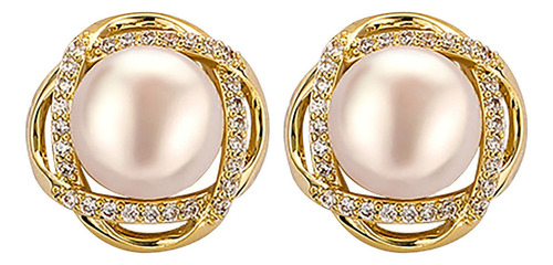 Pendientes En V A274 S925 Plata Esterlina Perla Natural Rosa