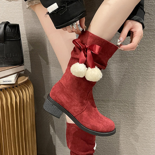 E Botas De Invierno Para Mujer, Zapatos De Tacón Bajo, Cómod
