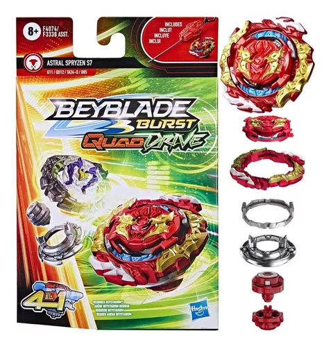 Pião Beyblade Com Lançador Burst 4 Em 1 Quad Drive Astral