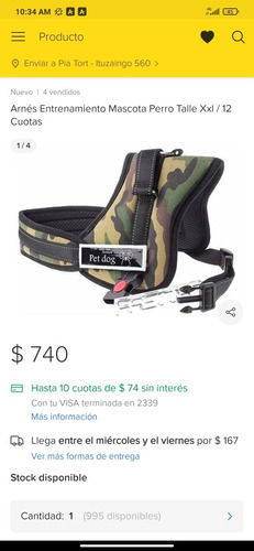 Arnés Perro Camuflado Talle Xxl