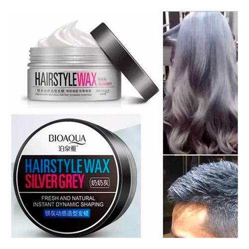Cera Crema Para Peinar Fijador Para Cabello Wax Silver Bioaqua 100ml Extra Fuerte Con Color Plata