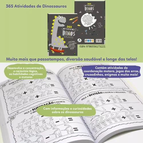 Livro Infantil 365 Atividades De Dinossauros - Colorir, Jogo Dos 7